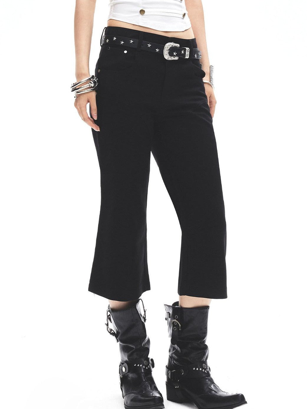 3MODE Black Micro Flare High Waist Slimming Women&