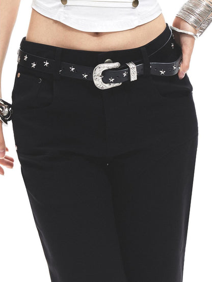 3MODE Black Micro Flare High Waist Slimming Women&