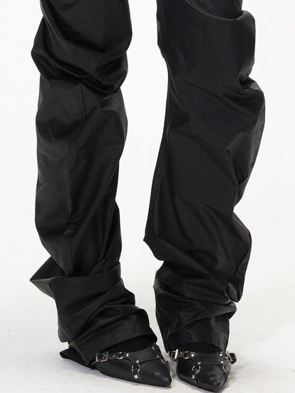 3MODE Black Punk Ruched Pleats Metal Button Women&