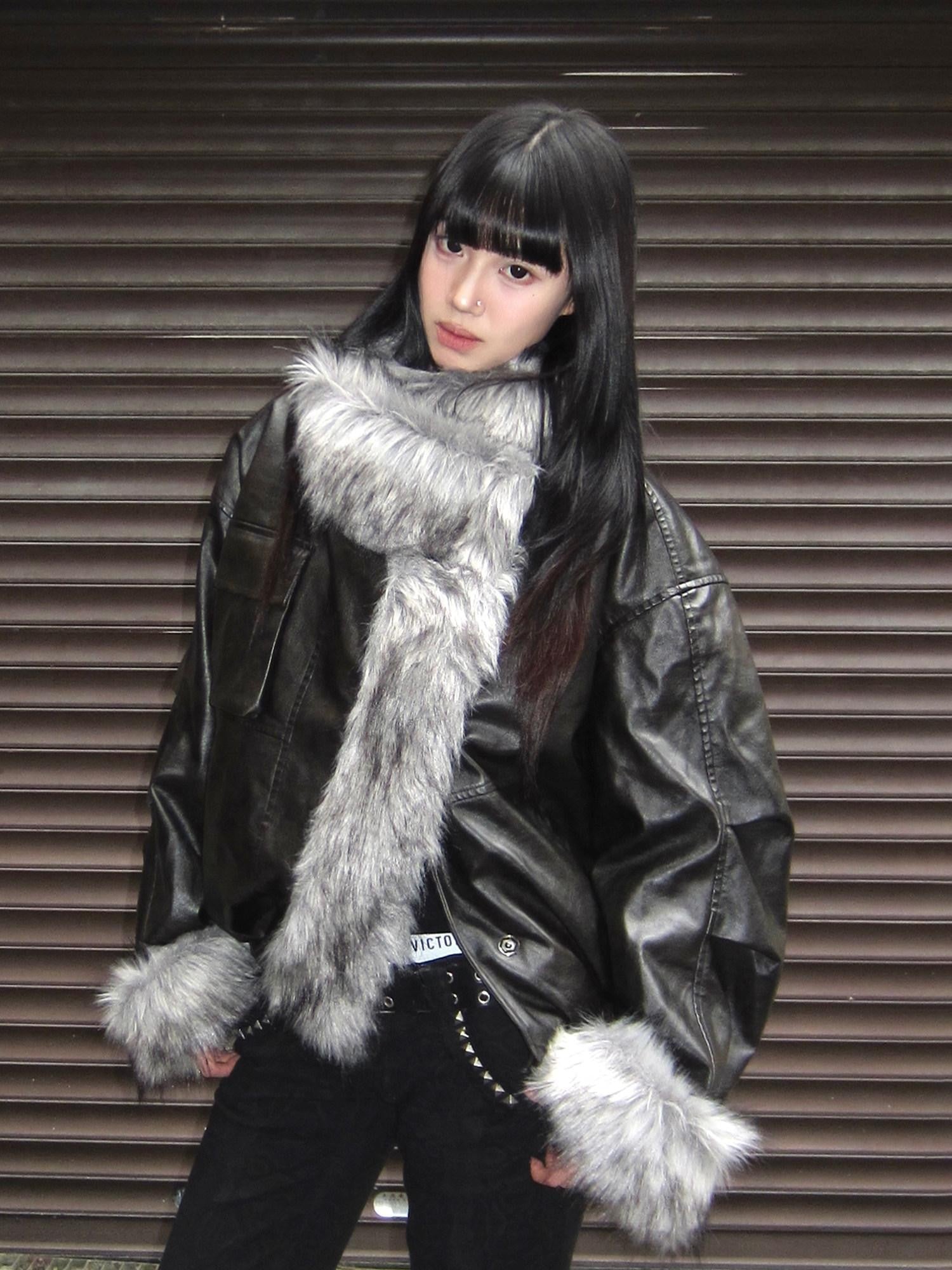 3MODE Black Shearling Lined Thickened Retro Women&