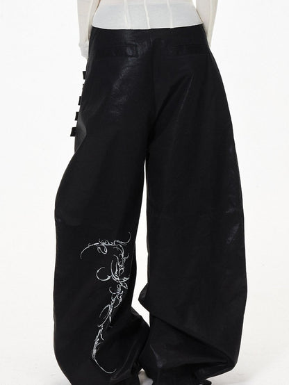 3MODE Black Side Multi Buttons Heavy Embroidery Women&