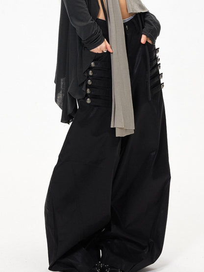3MODE Black Side Multi Buttons Heavy Embroidery Women&