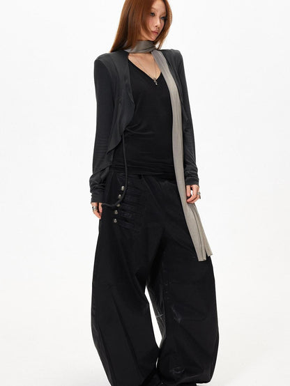 3MODE Black Side Multi Buttons Heavy Embroidery Women&