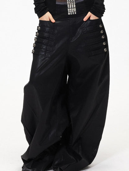 3MODE Black Side Multi Buttons Heavy Embroidery Women&