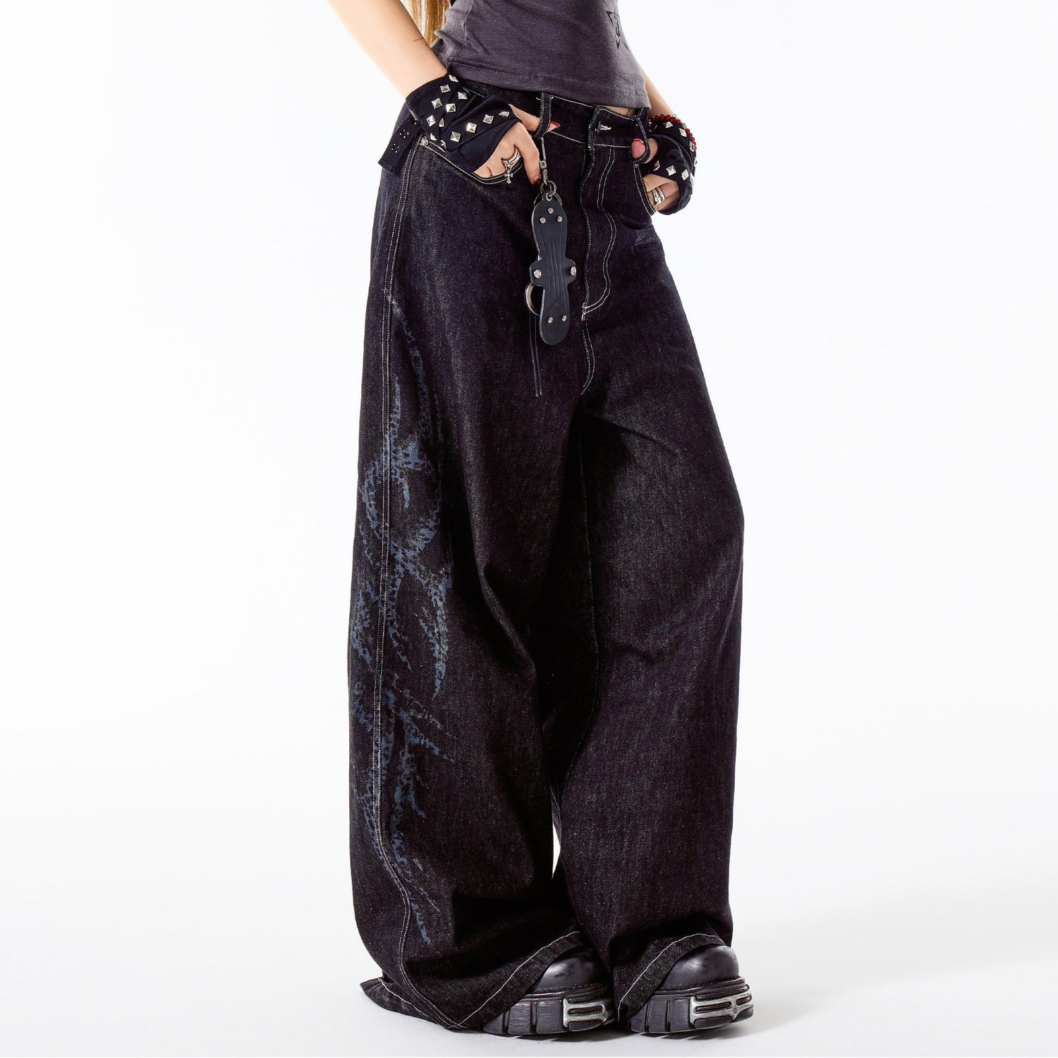 3MODE_Black_Vintage_Washed_Loose_Natural_Waist_Women&