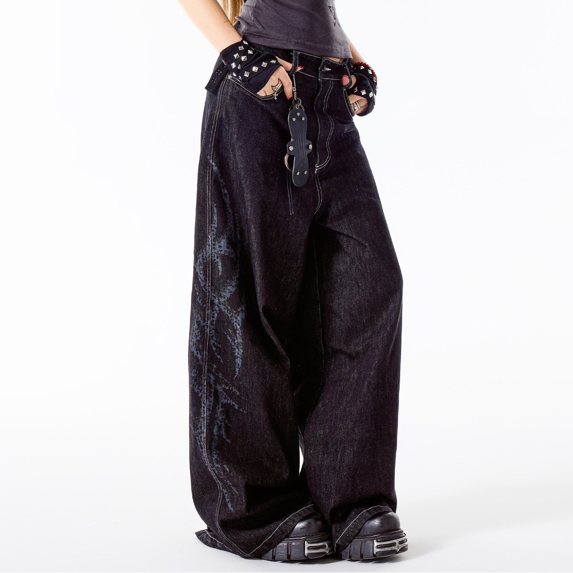 3MODE_Black_Vintage_Washed_Loose_Natural_Waist_Women&