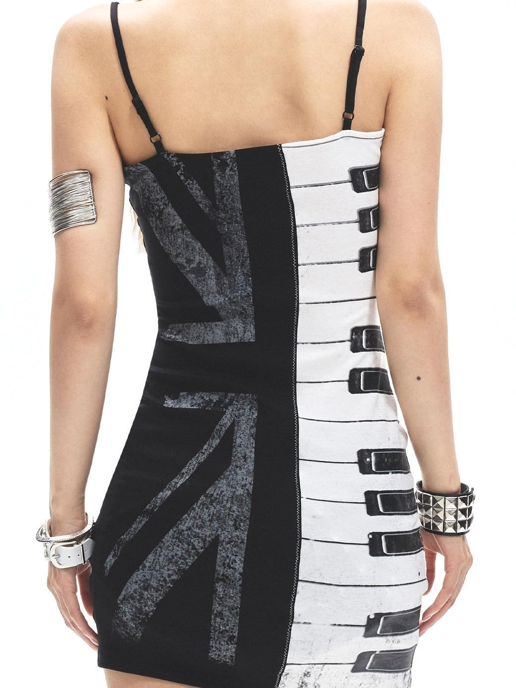 3MODE Black White Piano Key Print Strappy Women&
