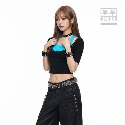3MODE_Blue_Black_Colorblock_Metal_Ring_U_Neck_Two_Piece_Women&