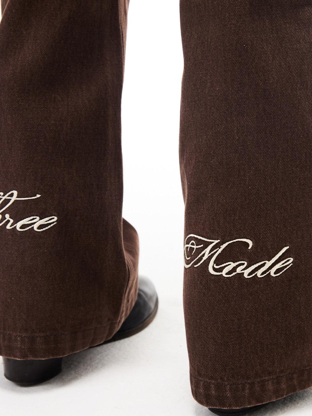 3MODE Brown Vintage Letter Print High Waist Women&