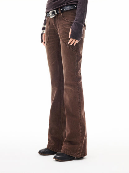 3MODE Brown Vintage Letter Print High Waist Women&