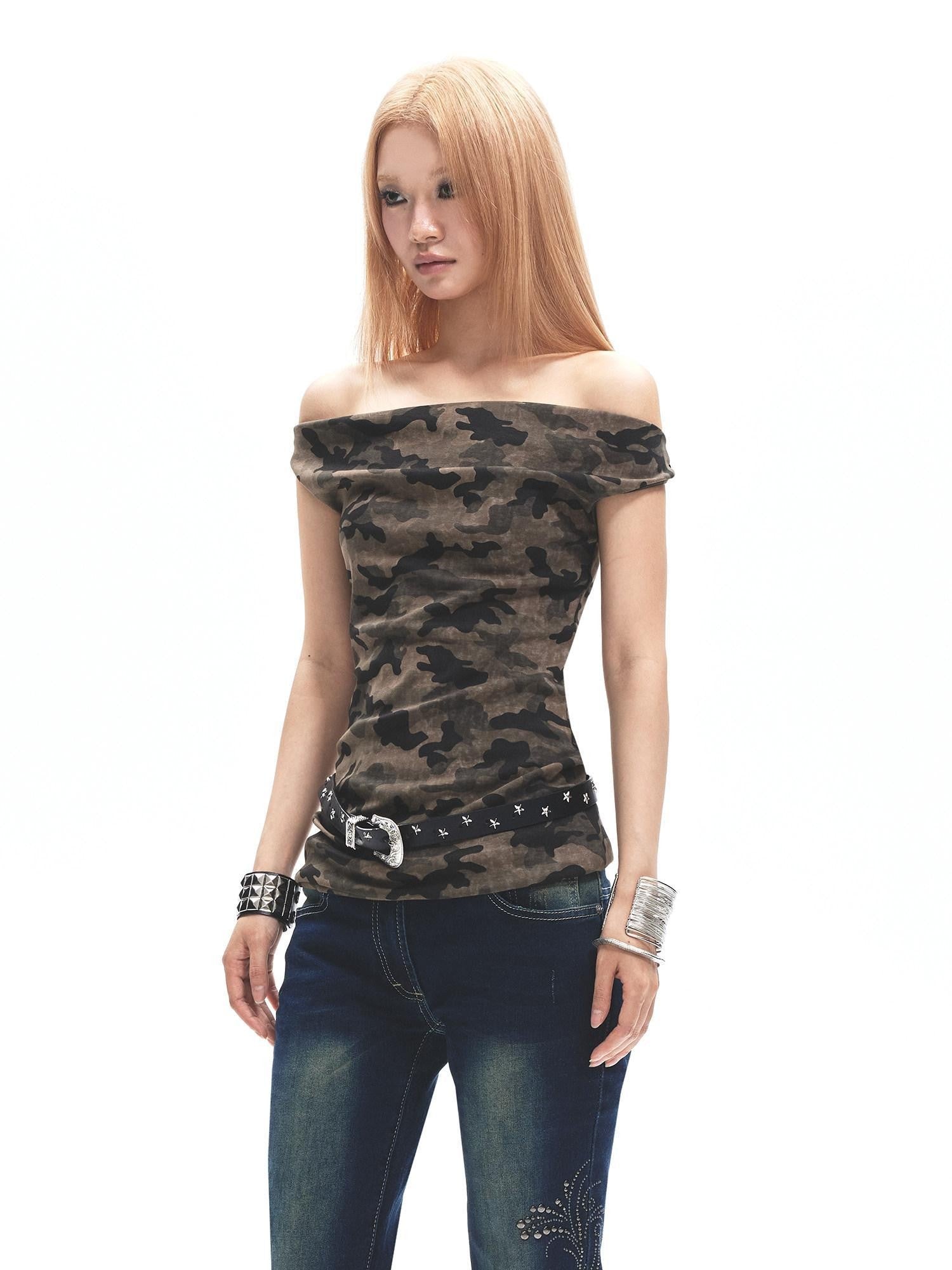 3MODE Camouflage One Shoulder Slim Fit Women&