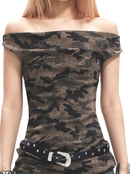 3MODE Camouflage One Shoulder Slim Fit Women&