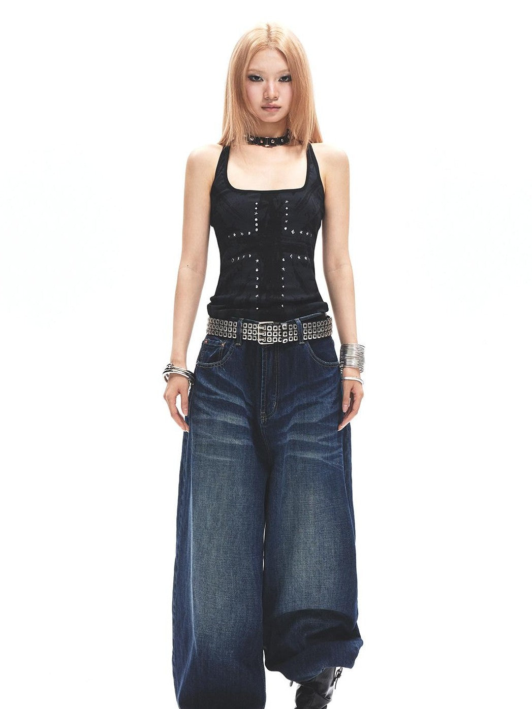 3MODE Camouflage Studded Square Neck Racerback Slim Women&
