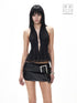 3MODE Cropped Cutout Open Back V-neck Women&