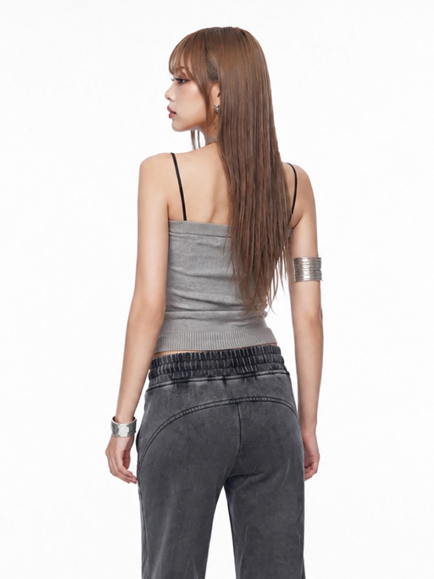 3MODE Cropped Faux Pocket Single Row Button Bustier Vintage Slim Women&
