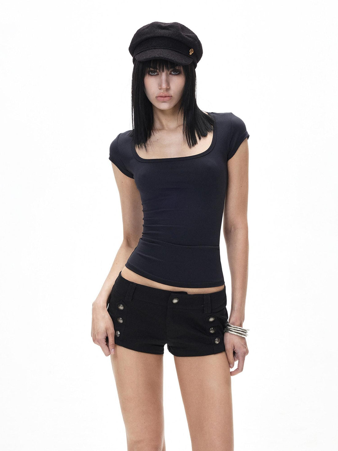 3MODE Cropped U Neck Set Shoulder Women&