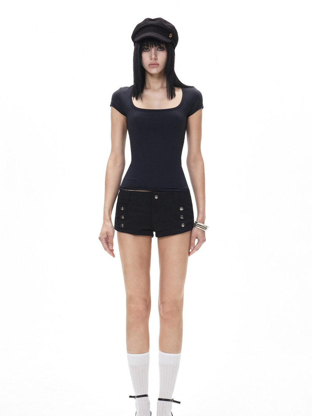 3MODE Cropped U Neck Set Shoulder Women&