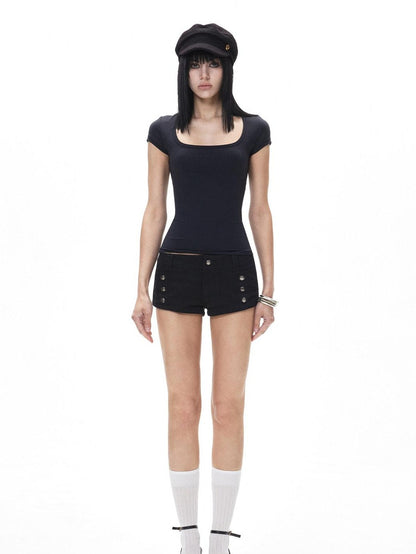 3MODE Cropped U Neck Set Shoulder Women&