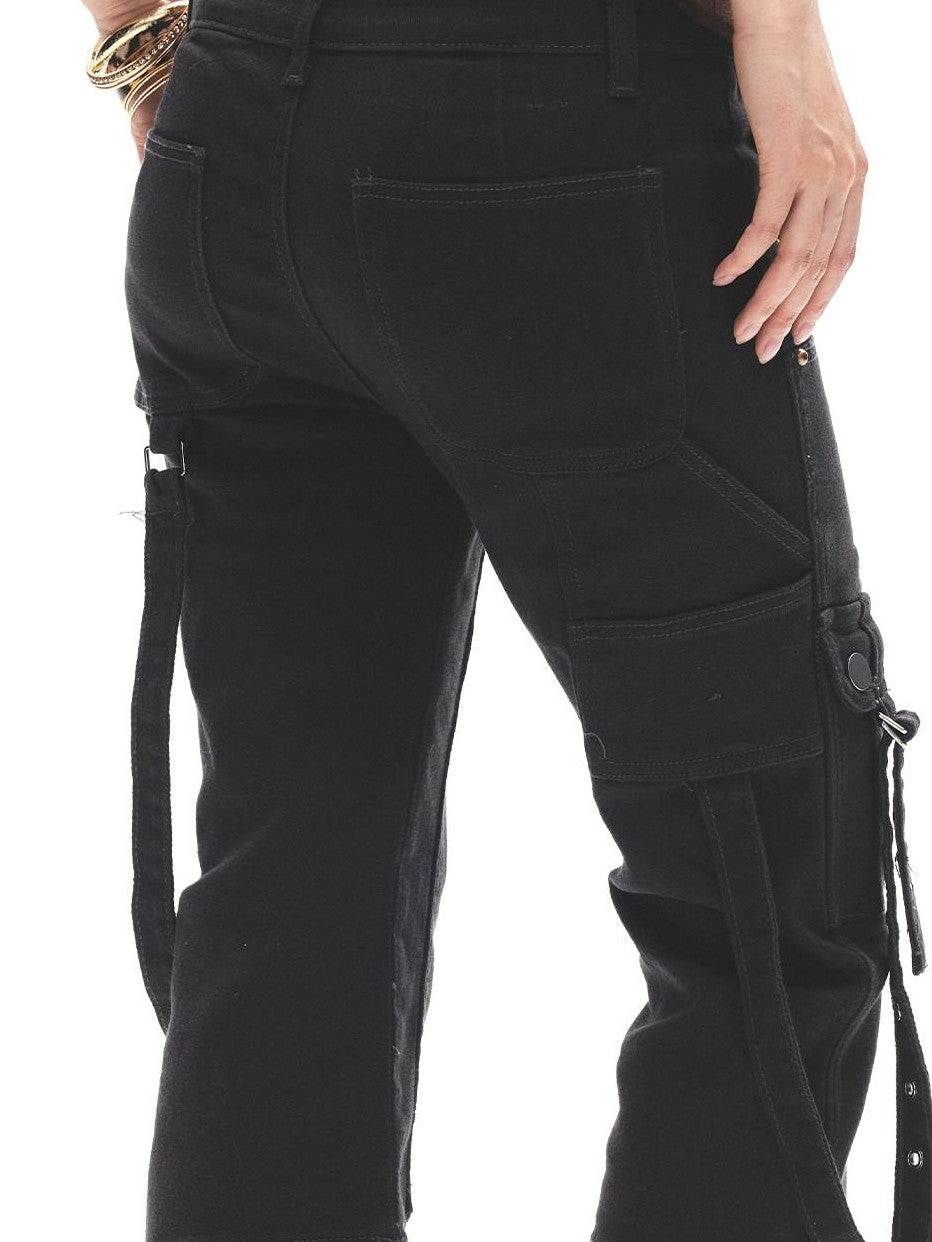 3MODE Dark Gray Multi Pocket Cargo Low Rise Slim Women&