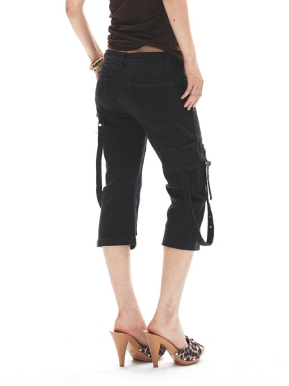 3MODE Dark Gray Multi Pocket Cargo Low Rise Slim Women&