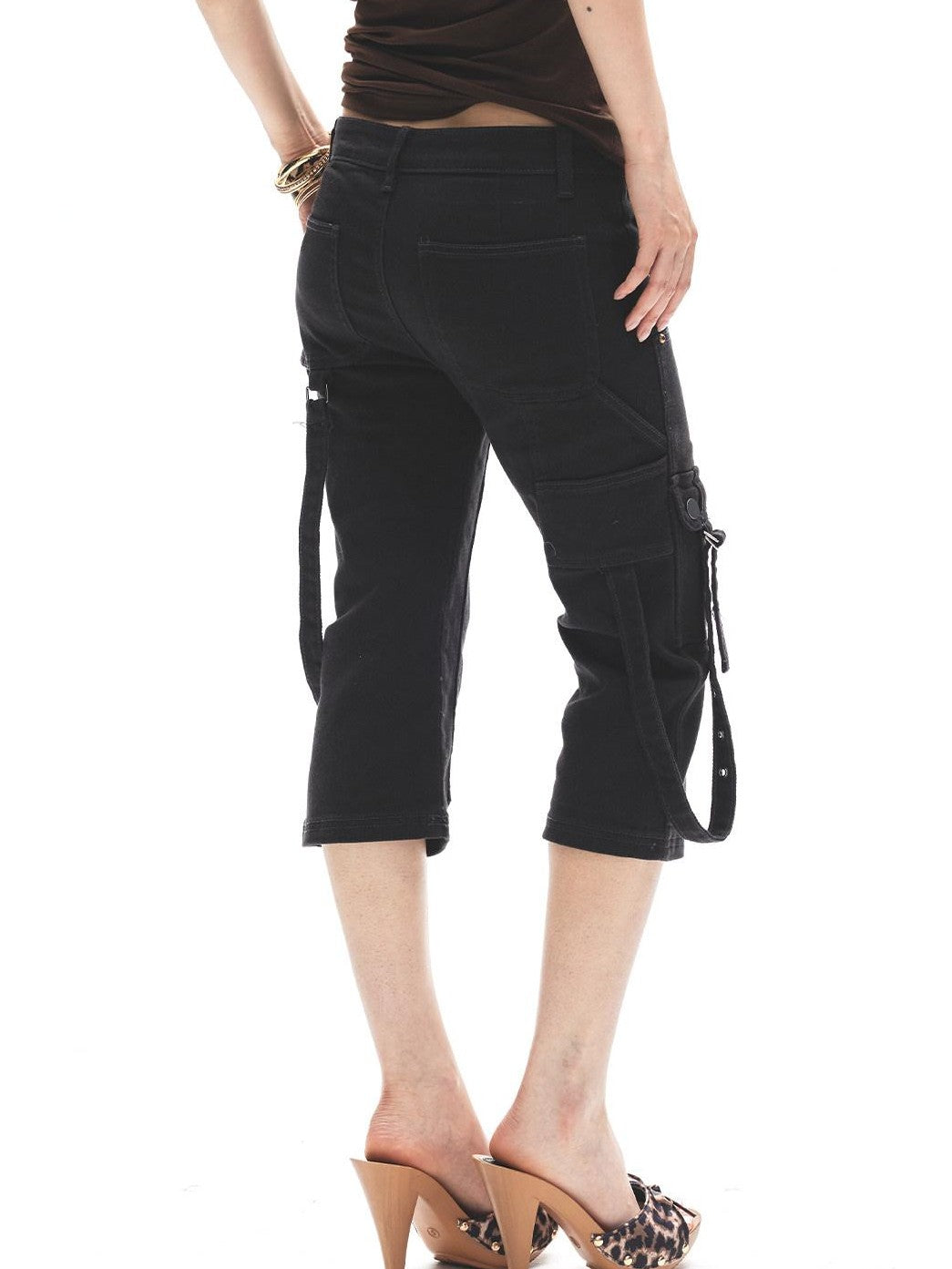 3MODE Dark Gray Multi Pocket Cargo Low Rise Slim Women&