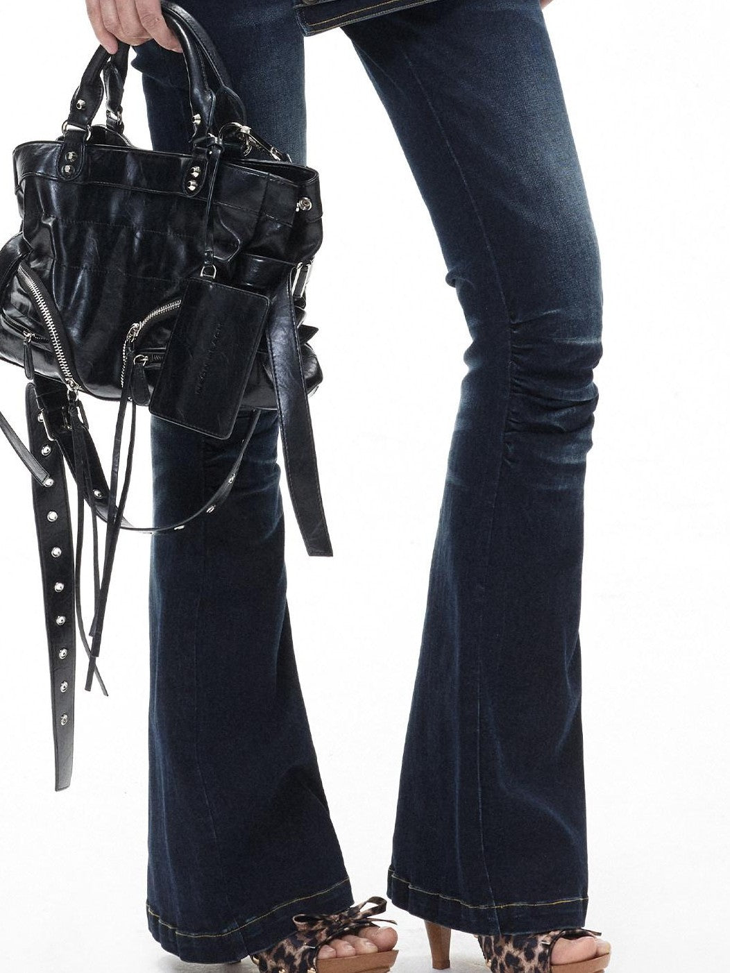 3MODE Deep Blue Vintage Court Studded Low Rise Women&
