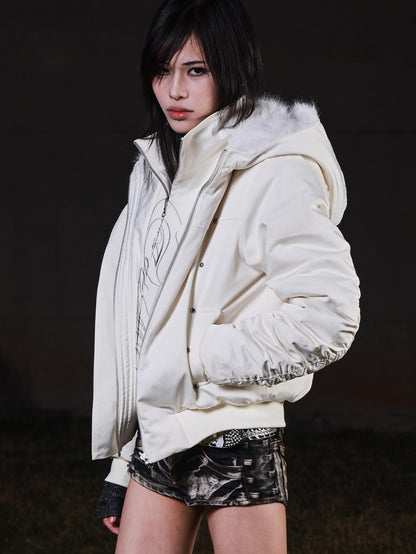 3MODE Detachable Faux Fur Collar Layered Parka Hooded Women&