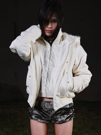 3MODE Detachable Faux Fur Collar Layered Parka Hooded Women&