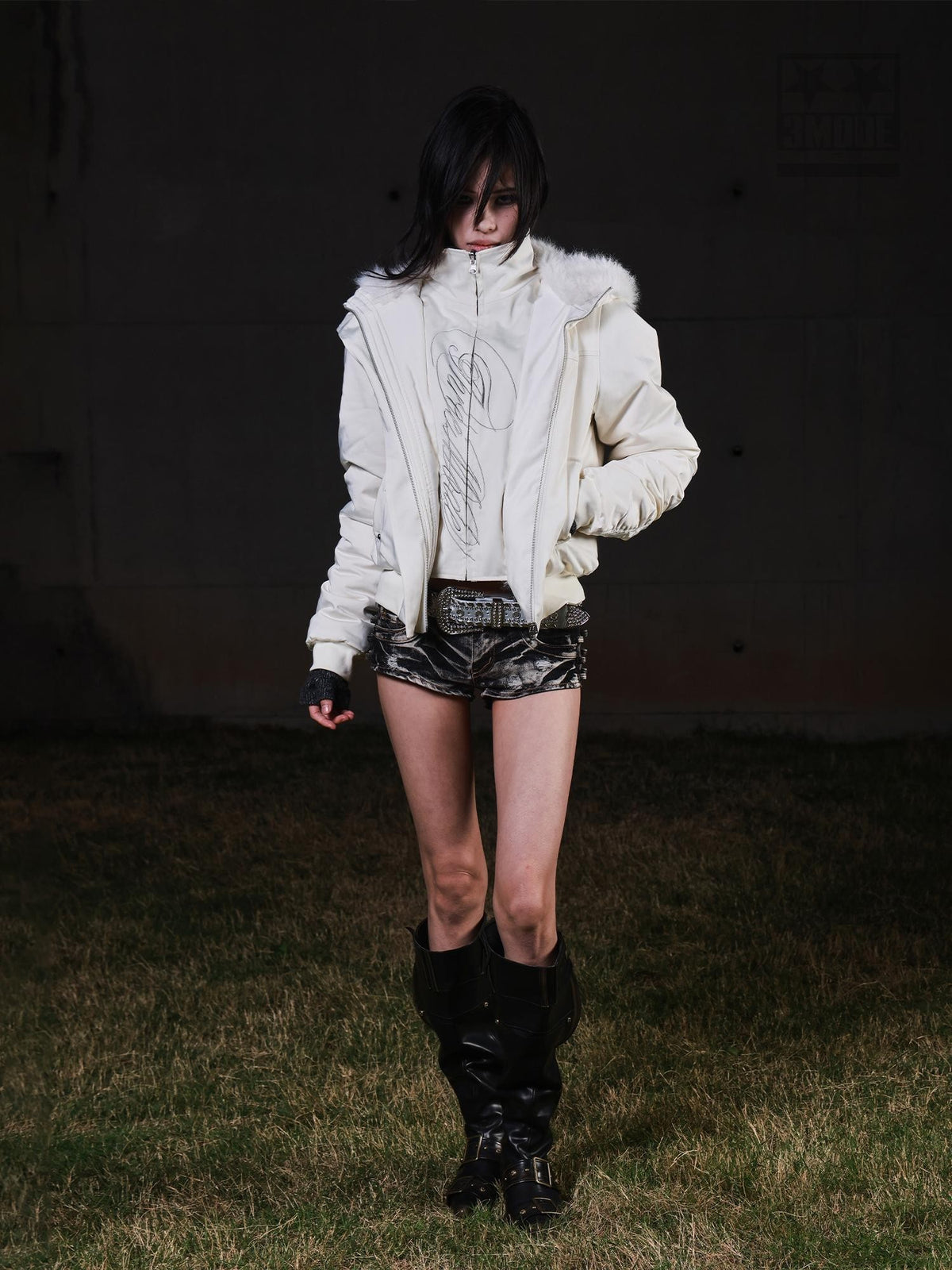 3MODE Detachable Faux Fur Collar Layered Parka Hooded Women&