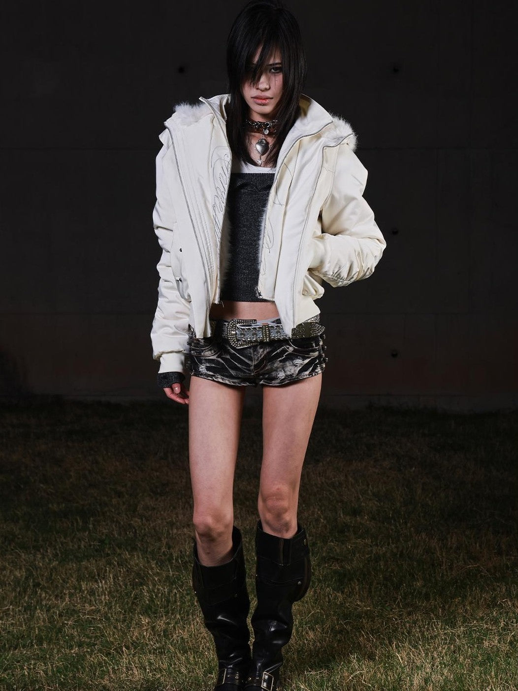 3MODE Detachable Faux Fur Collar Layered Parka Hooded Women&