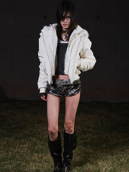 3MODE Detachable Faux Fur Collar Layered Parka Hooded Women&
