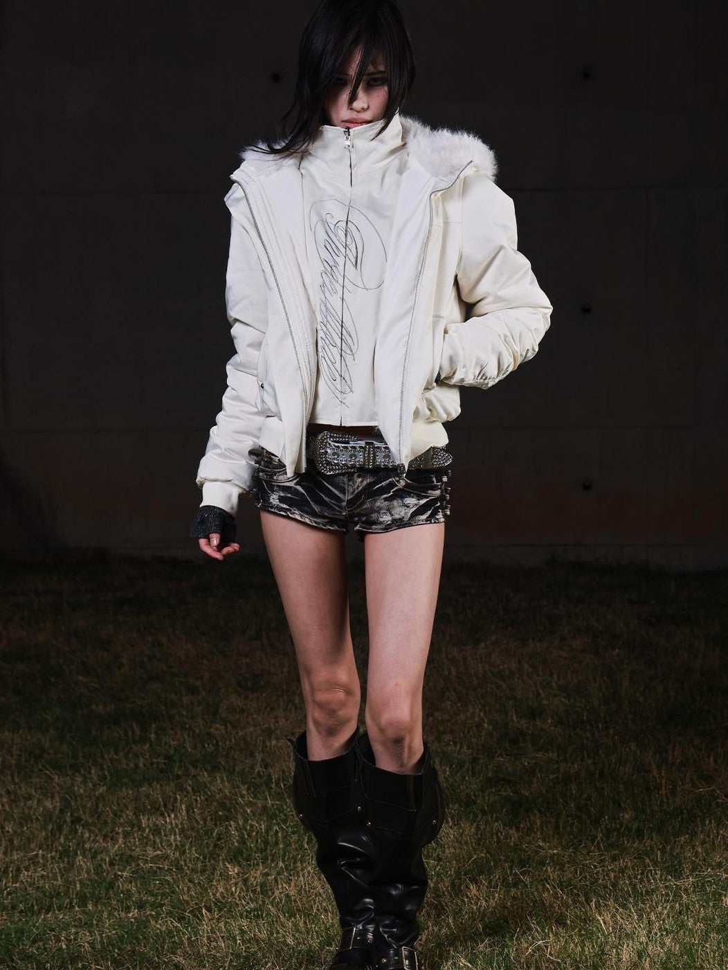 3MODE Detachable Faux Fur Collar Layered Parka Hooded Women&