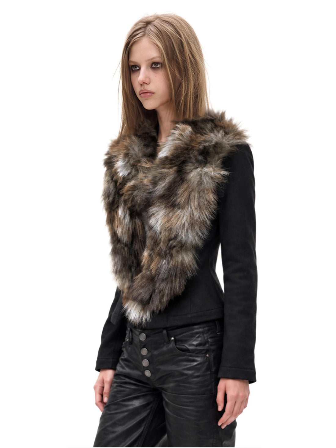 3MODE Detachable Fur Collar Slim Fit Cotton Women&