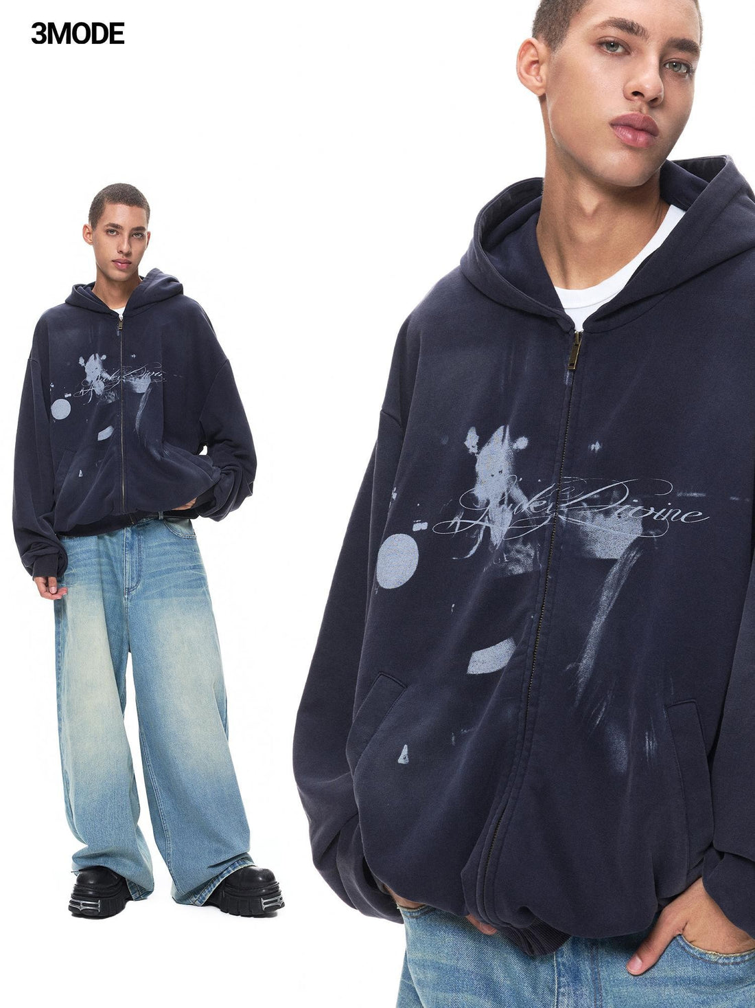 3MODE Distressed Splatter Print Loose Fit Women&