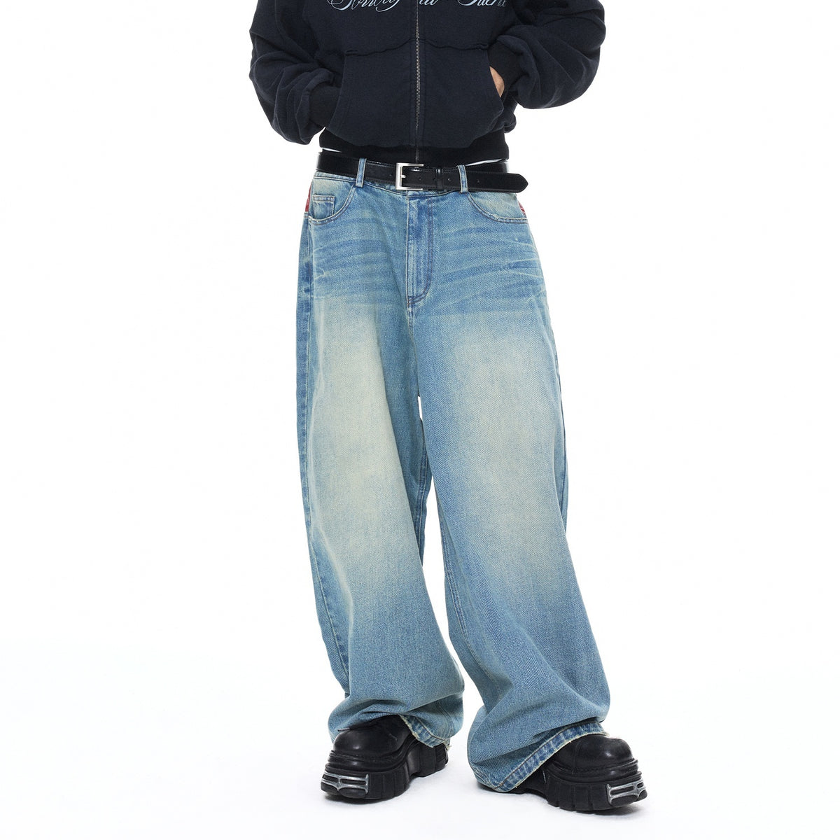 3MODE_Distressed_Three_Color_Patchwork_Zip_Streetwear_Women&