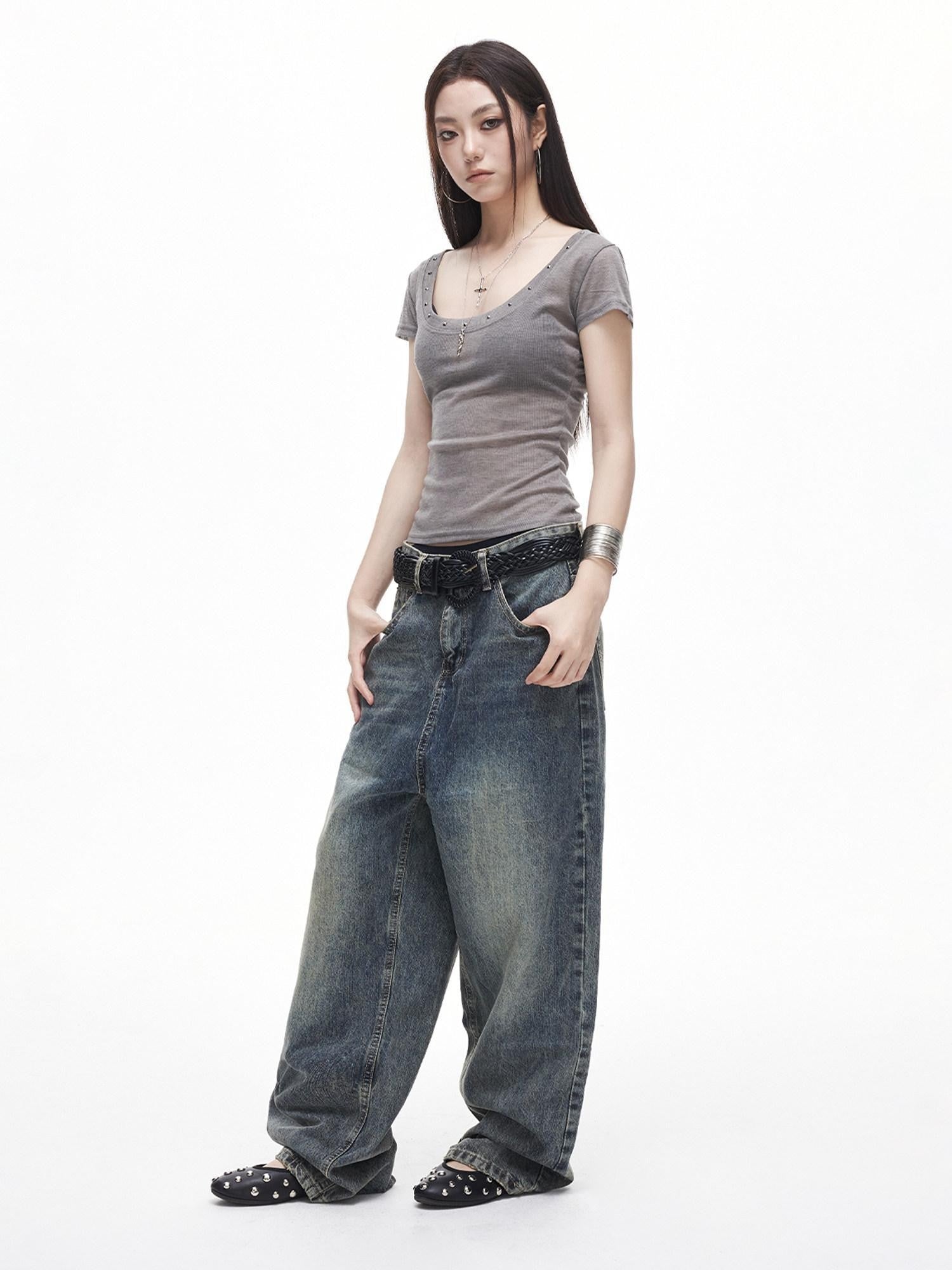 3MODE Distressed Washed Low Rise Women&