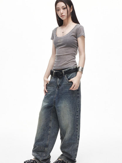 3MODE Distressed Washed Low Rise Women&