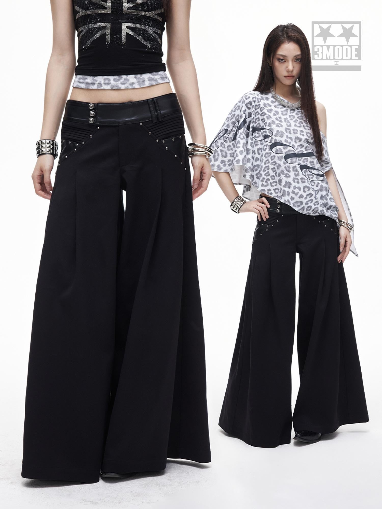 3MODE Drapey Studded Wide Leg Straight Women&
