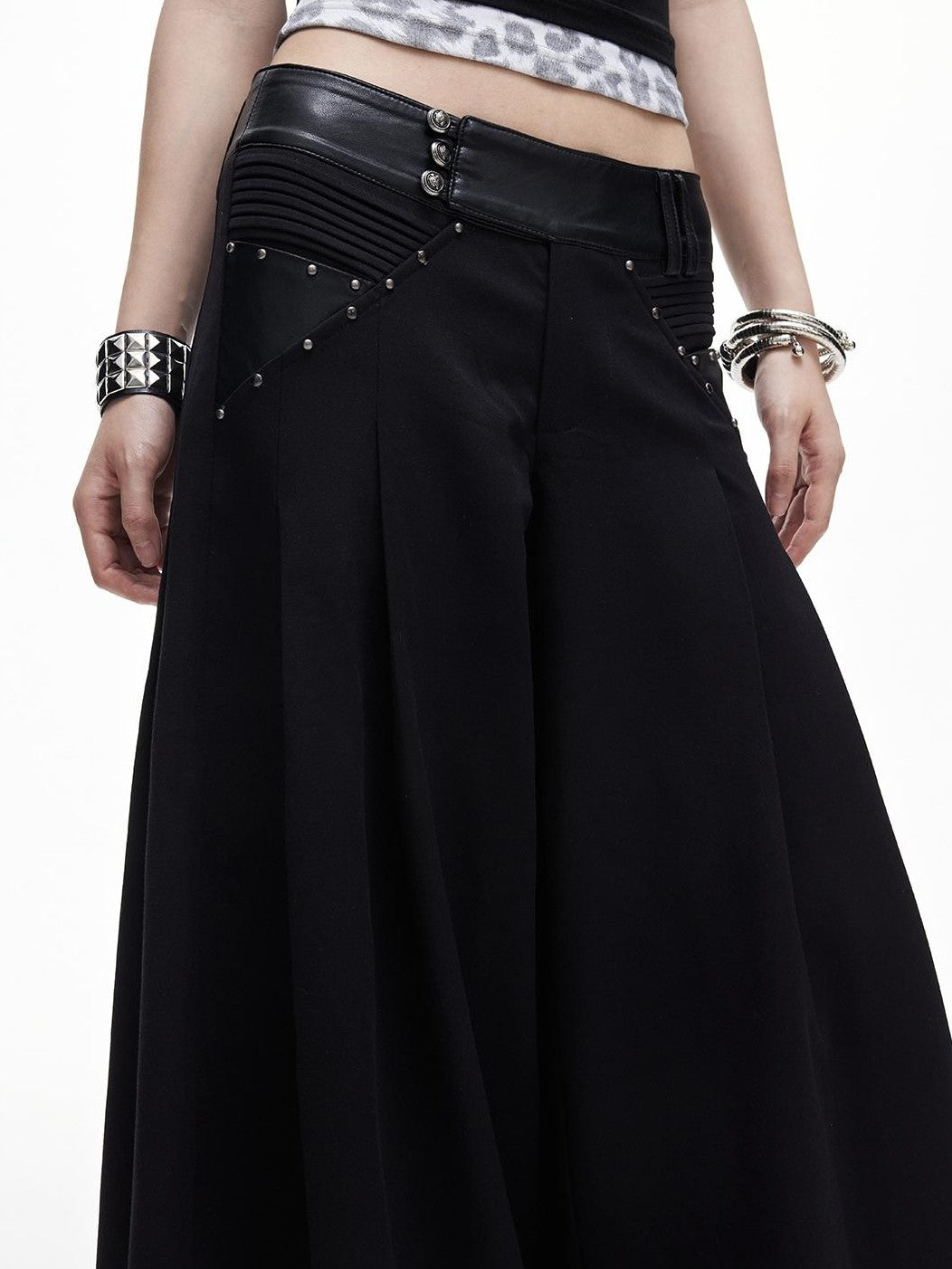 3MODE Drapey Studded Wide Leg Straight Women&