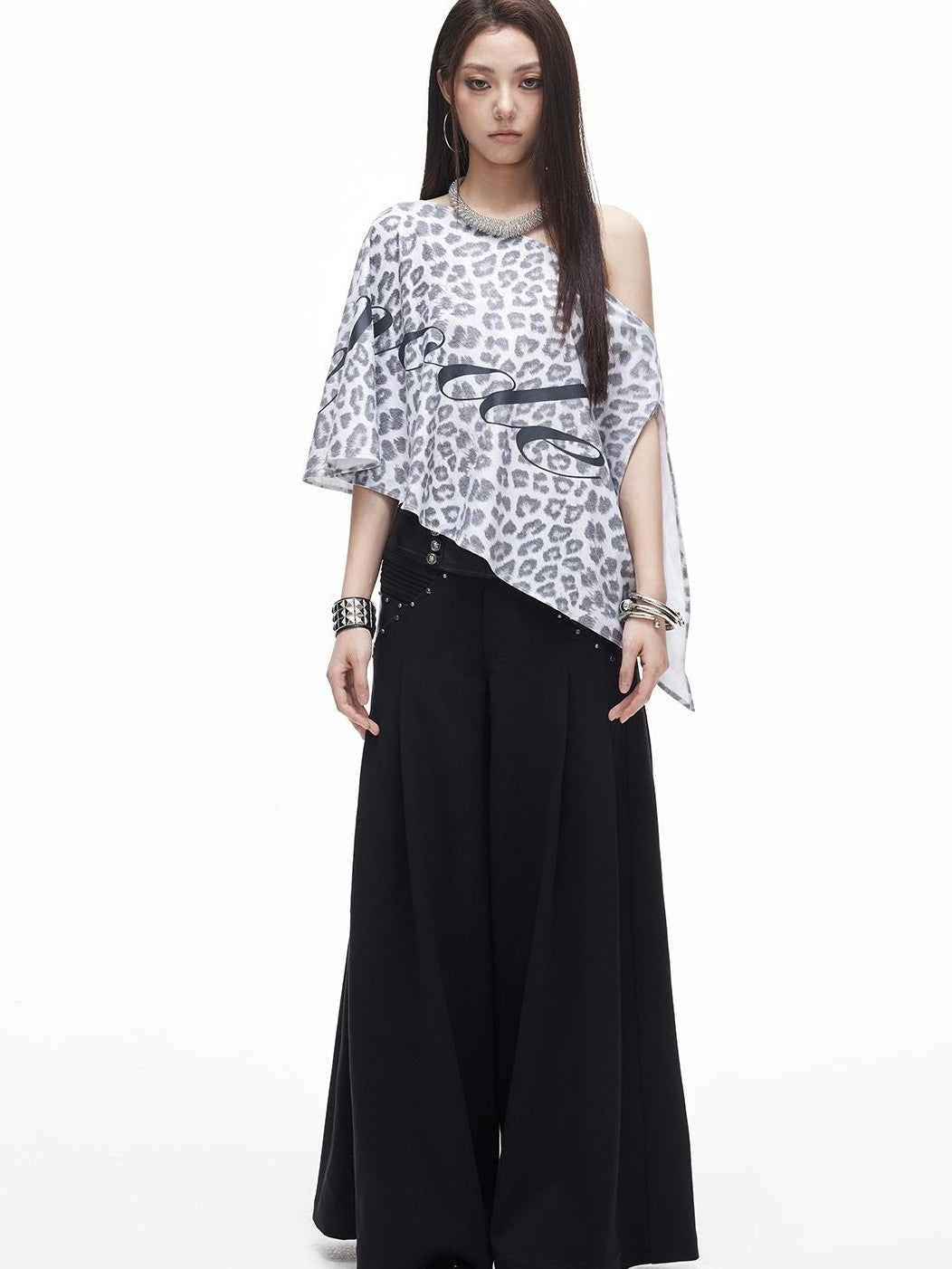 3MODE Drapey Studded Wide Leg Straight Women&