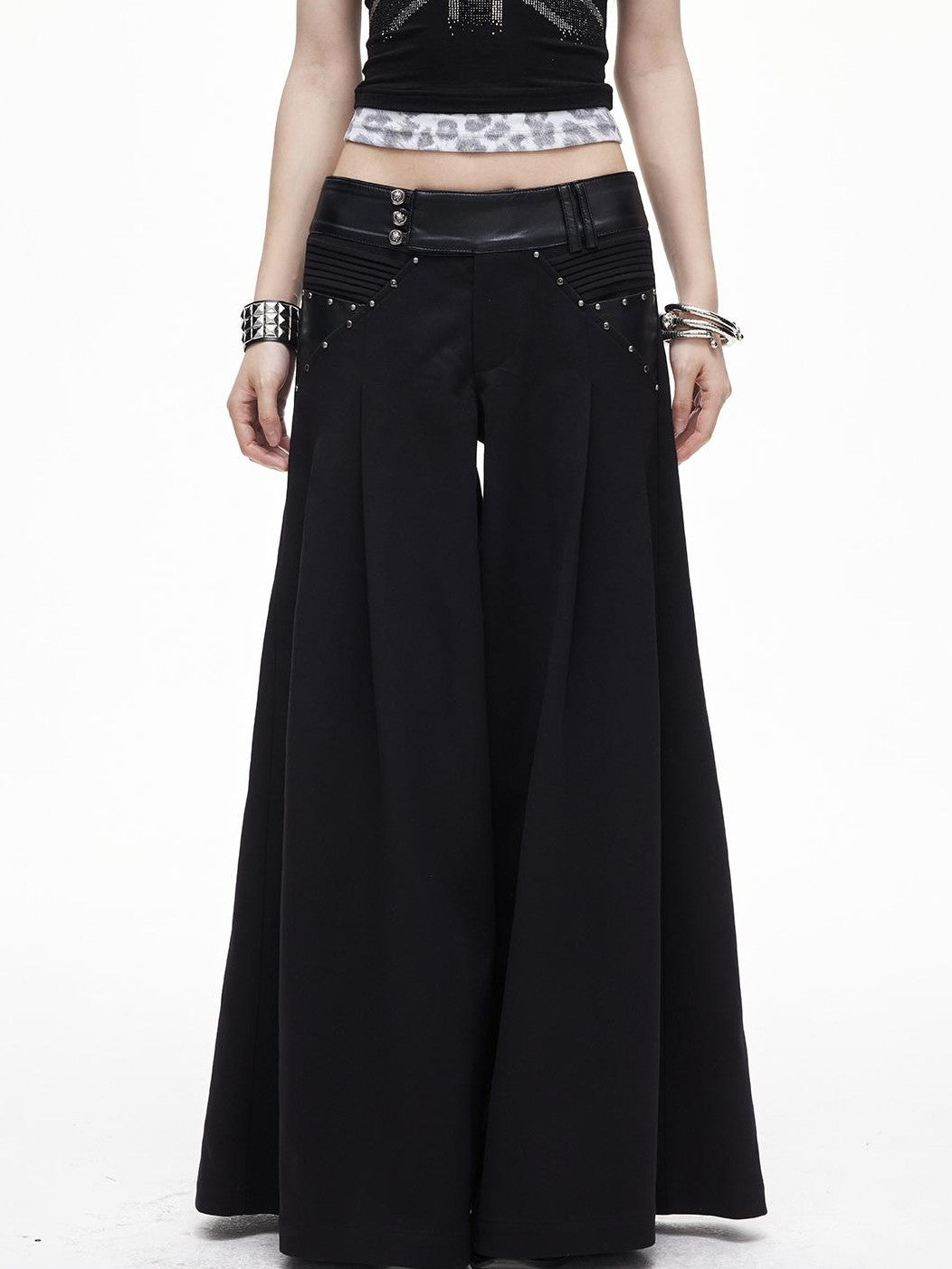 3MODE Drapey Studded Wide Leg Straight Women&