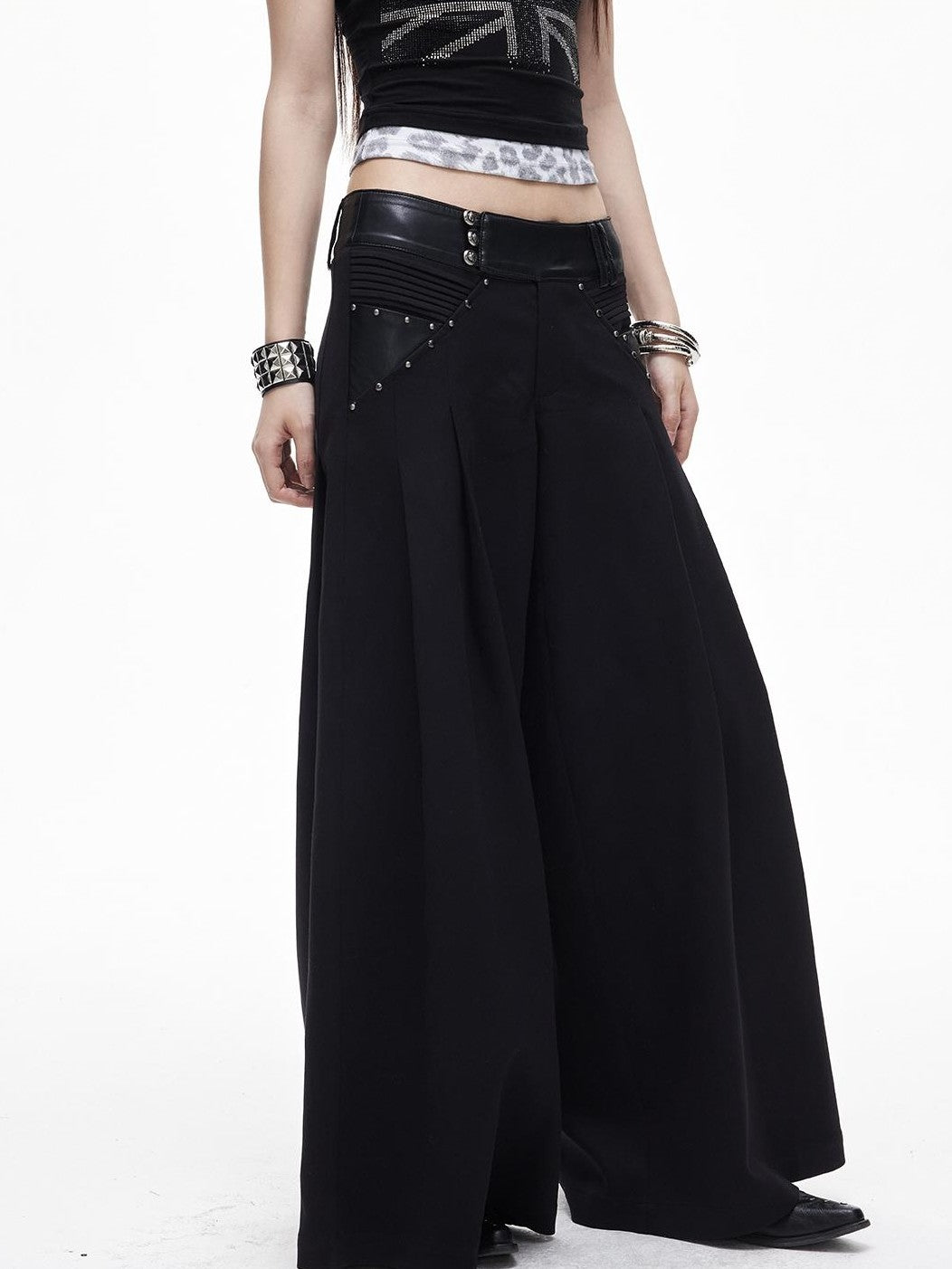 3MODE Drapey Studded Wide Leg Straight Women&