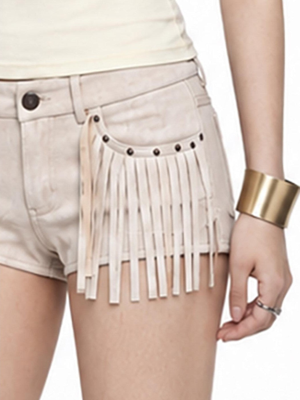 3MODE Fringed Studded Western High Waist Women&