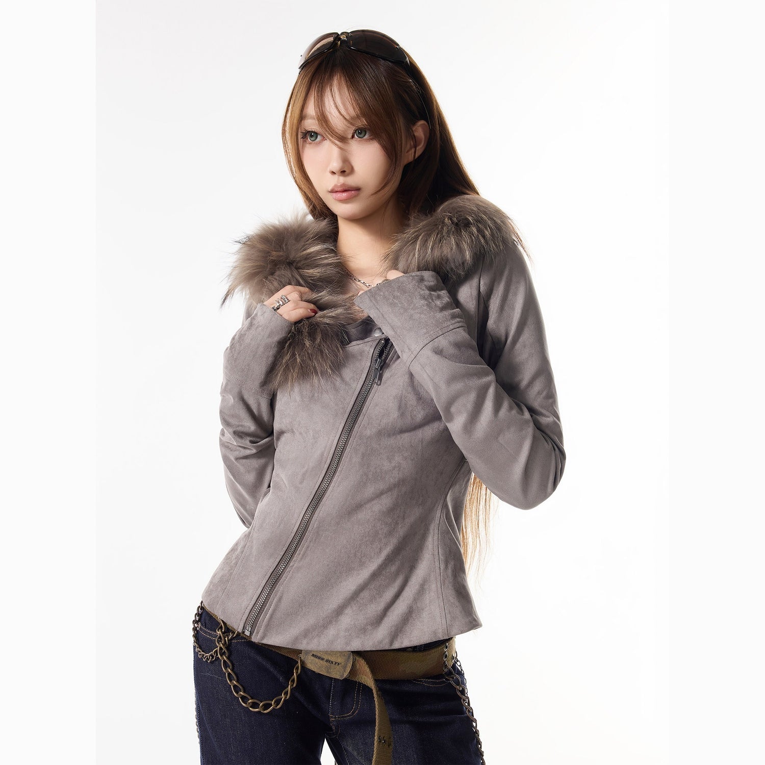 3MODE_Fur_Collar_Hooded_Fleece_Lined_Suede_Plush_Women&