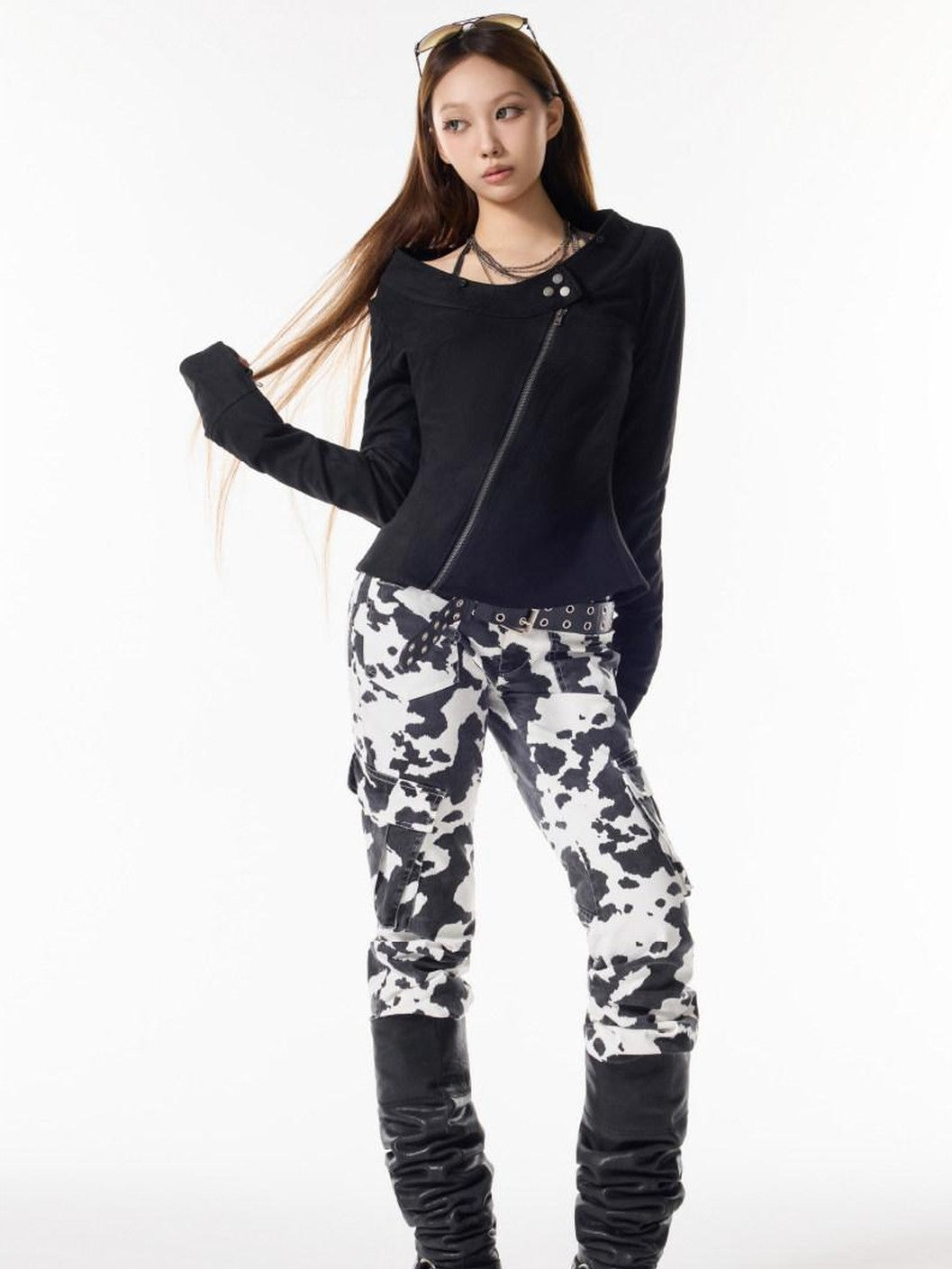 3MODE Fur Collar Hooded Fleece Lined Suede Plush Women&