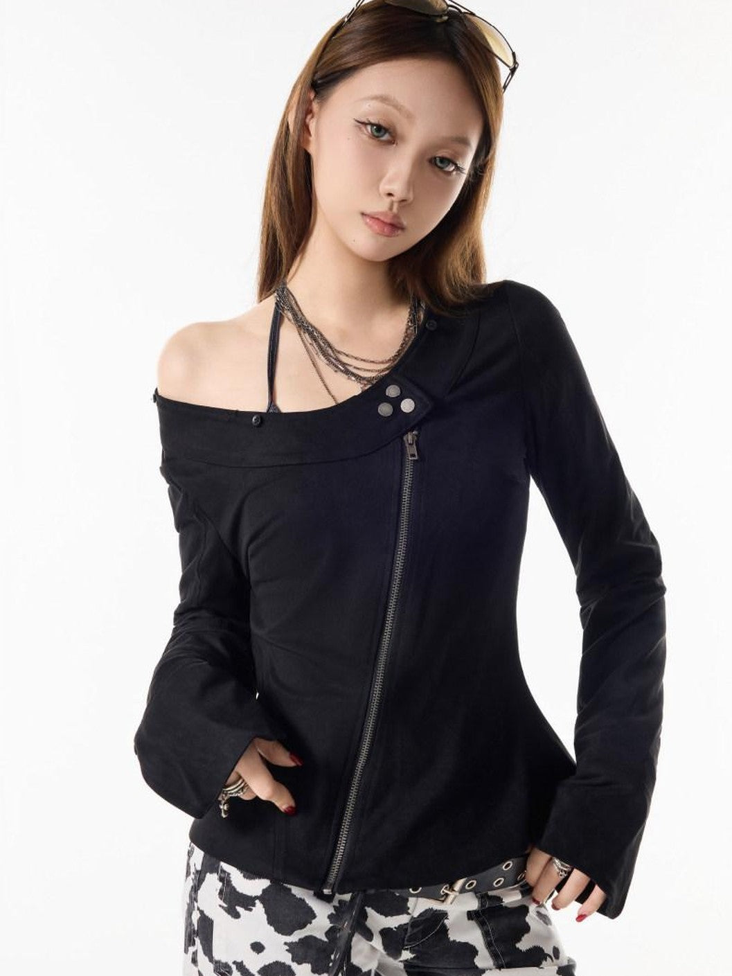 3MODE Fur Collar Hooded Fleece Lined Suede Plush Women&
