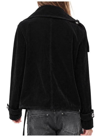 3MODE Gothic Velvet Print Metal Button High Collar Women&