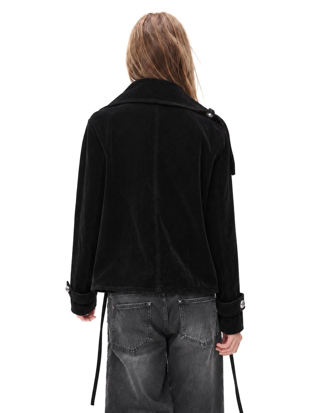 3MODE Gothic Velvet Print Metal Button High Collar Women&
