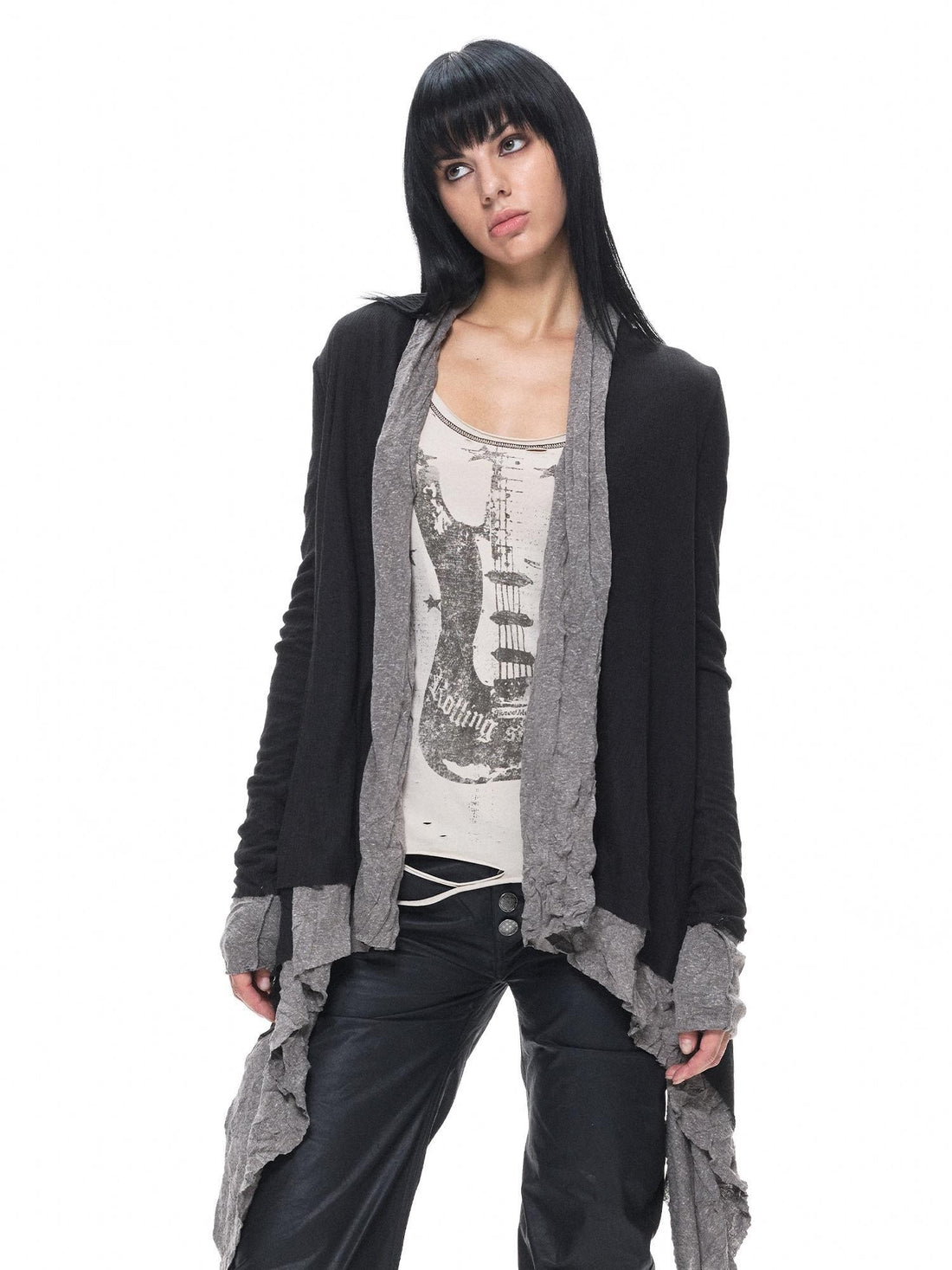 3MODE Gothic Wings Print Reversible Hooded Asymmetric Hem Women&