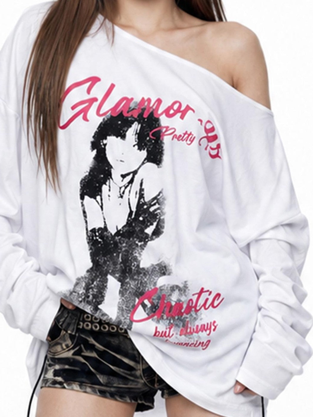 3MODE Graphic Print Asymmetric Shoulder Women&